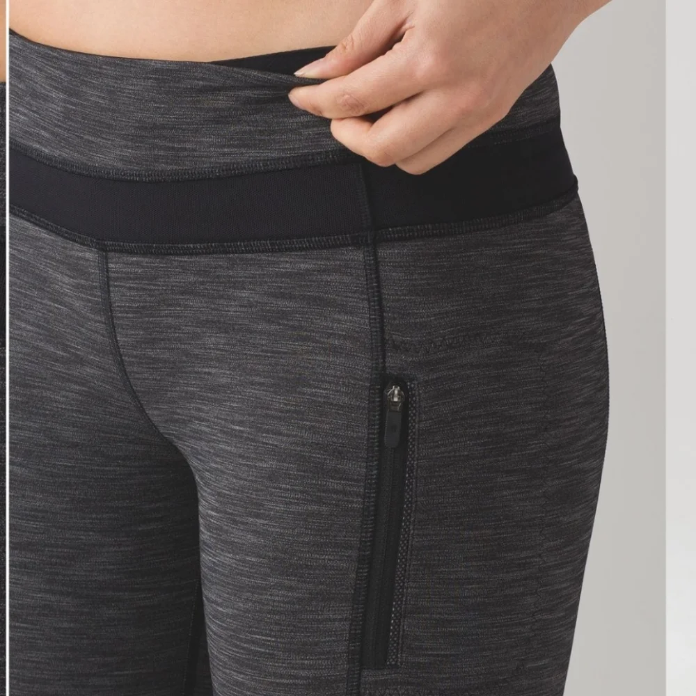 NEW Lululemon Inspire Tight II heathered black zipper pocket mesh leggings